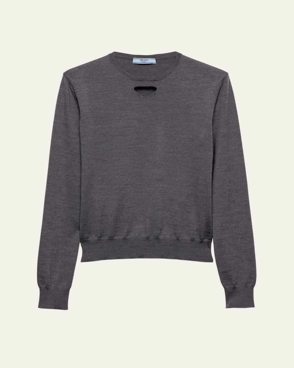 Cutout Triangle Wool Knit Sweater
